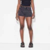 Women's Curvy Mid-Rise Cut-Off Denim Shorts - Wild Fable™ Black