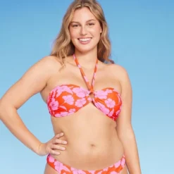 Women's Ring Front Halter Bandeau Bikini Top - Wild Fable™ Orange/Pink Tropical Print -Thredup Fashion Shop GUEST 90e16db9 4e33 4cf8 9a24 50bf02a3eb96