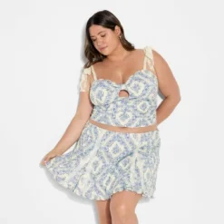 Women's Lace Tie Strap Tank Top - Wild Fable™ Blue Floral -Thredup Fashion Shop GUEST 919c5f11 8897 4bc2 ab28 419287287698