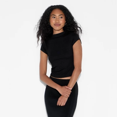 Women's Slim Fit Short Sleeve Mock Turtleneck T-Shirt - Wild Fable™ 3 Women's Slim Fit Short Sleeve Mock Turtleneck T-Shirt - Wild Fable™