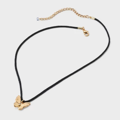 Butterfly Cord And Ear Pendant Necklace Set 2pc - Wild Fable™ Gold 3 Butterfly Cord And Ear Pendant Necklace Set 2pc - Wild Fable™ Gold