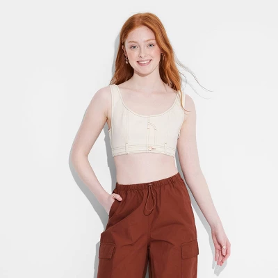 Women's Scoop Neck Reworked Denim Tiny Vest - Wild Fable™ 3 Women's Scoop Neck Reworked Denim Tiny Vest - Wild Fable™