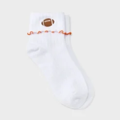 Women's Game Day Embroidered Football Pointelle Bobby Socks With Lettuce Edge Cuff - Wild Fable™ -Thredup Fashion Shop GUEST 9c56199e 3170 4aab 929b 8cf3f600922c