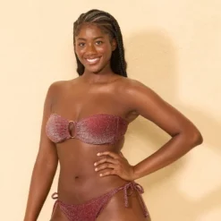 Women's Center Front Oval Ring Sparkle Bandeau Bikini Top - Wild Fable™ Burnt Burgundy -Thredup Fashion Shop GUEST a0ceca43 eae6 4a92 a8d7 5dbbf7e3895b