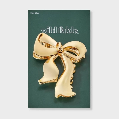 Shiny Bow Claw Hair Clip - Wild Fable™ Gold 3 Shiny Bow Claw Hair Clip - Wild Fable™ Gold