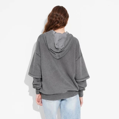 Women's Layered Sleeve Hooded Sweatshirt - Wild Fable™ 4 Women's Layered Sleeve Hooded Sweatshirt - Wild Fable™ - Image 2