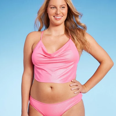 Women's Cowl Neck Longline Bralette Bikini Top - Wild Fable™ Pink Shine 5 Women's Cowl Neck Longline Bralette Bikini Top - Wild Fable™ Pink Shine - Image 3