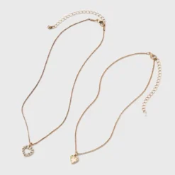 Texture Heart Charm Multi-Strand Necklace - Wild Fable™ Gold