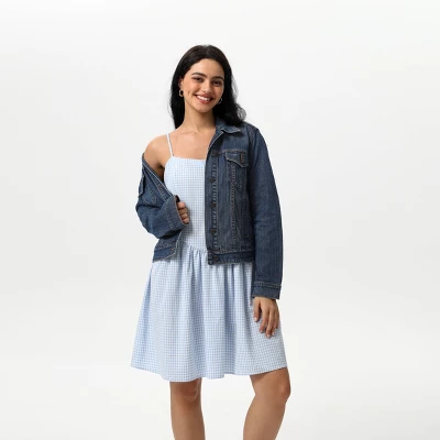 Women's Backless Mini Dress - Wild Fable™ Blue Gingham 4 Women's Backless Mini Dress - Wild Fable™ Blue Gingham - Image 2