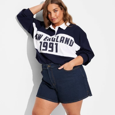 Women's Foundational Curvy Heritage Denim Shorts - Wild Fable™ Dark Wash 6 Women's Foundational Curvy Heritage Denim Shorts - Wild Fable™ Dark Wash - Image 4