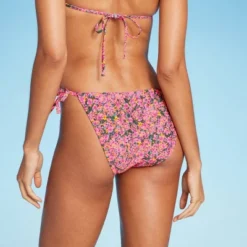 Women's Side-Tie Cheeky Bikini Bottom - Wild Fable™ Pink Floral Print