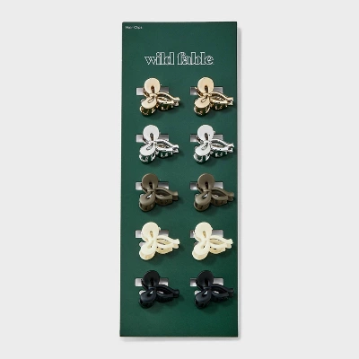 Mini Bow Claw Hair Clip Set 10pc - Wild Fable™ Cream/Black/Silver 3 Mini Bow Claw Hair Clip Set 10pc - Wild Fable™ Cream/Black/Silver
