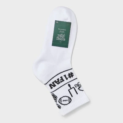 Women's Game Day "#1 Fan" Ribbed Cushioned Mid Crew Socks - Wild Fable™ White/Black 4-10 3 Women's Game Day "#1 Fan" Ribbed Cushioned Mid Crew Socks - Wild Fable™ White/Black 4-10