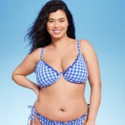 Women's Ruffle Trim Textured Underwire Bikini Top - Wild Fable™ Cobalt Blue Gingham Print 17 Women's Ruffle Trim Textured Underwire Bikini Top - Wild Fable™ Cobalt Blue Gingham Print -Thredup Fashion Shop GUEST d883a899 df36 4ead ac6e d9d2cfe69ece