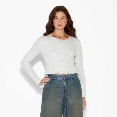 Women's Crewneck Ribbed Cardigan - Wild Fable™ 3 Women's Crewneck Ribbed Cardigan - Wild Fable™