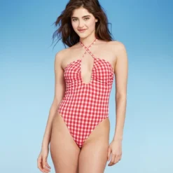 Women's Keyhole Cross Front Halter Ultra High Leg Cheeky One Piece Swimsuit - Wild Fable™ Red 13 Women's Keyhole Cross Front Halter Ultra High Leg Cheeky One Piece Swimsuit - Wild Fable™ Red -Thredup Fashion Shop GUEST e21287da b6cf 4776 80bf c28daabbafaa