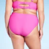 Women's Mid-Rise Full Coverage Bikini Bottom - Wild Fable™ Pink