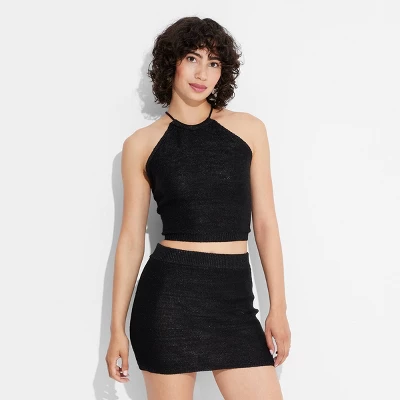 Women's Open Back High Neck Sweater Tank - Wild Fable™ Black 3 Women's Open Back High Neck Sweater Tank - Wild Fable™ Black