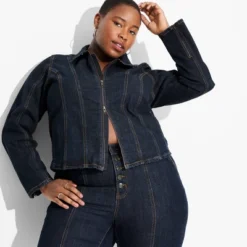 Women's Seamed Denim Moto Jacket - Wild Fable™ Dark Wash -Thredup Fashion Shop GUEST f419649b dfa4 4d02 b6f0 dbf00e0ec023