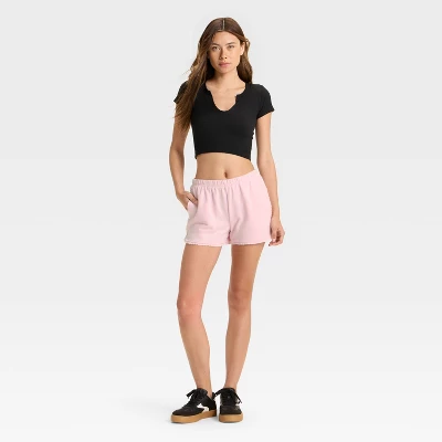 Women's French Terry Mid-Rise Lace Trim Pull-On Shorts - Wild Fable™ 4 Women's French Terry Mid-Rise Lace Trim Pull-On Shorts - Wild Fable™ - Image 2