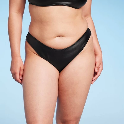 Women's Faux Leather High Leg Extra Cheeky Bikini Bottom - Wild Fable™ Black 9 Women's Faux Leather High Leg Extra Cheeky Bikini Bottom - Wild Fable™ Black - Image 7