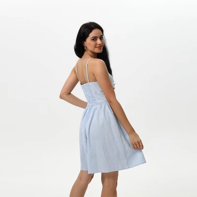 Women's Backless Mini Dress - Wild Fable™ Blue Gingham 3 Women's Backless Mini Dress - Wild Fable™ Blue Gingham