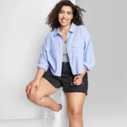 Women's Long Sleeve Cropped Button-Down Shirt - Wild Fable™ -Thredup Fashion Shop GUEST ffe1745a 11bf 40f0 9355 d217890561c1